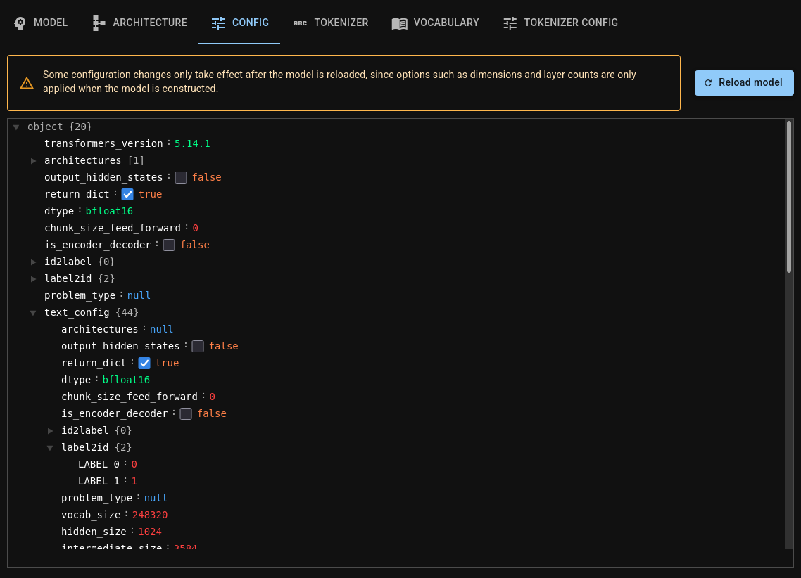 Config tab screenshot