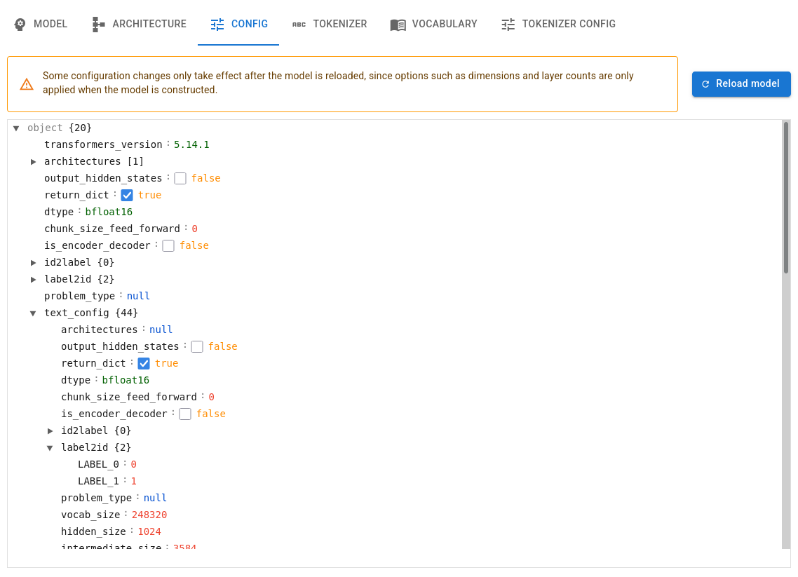 Config tab screenshot