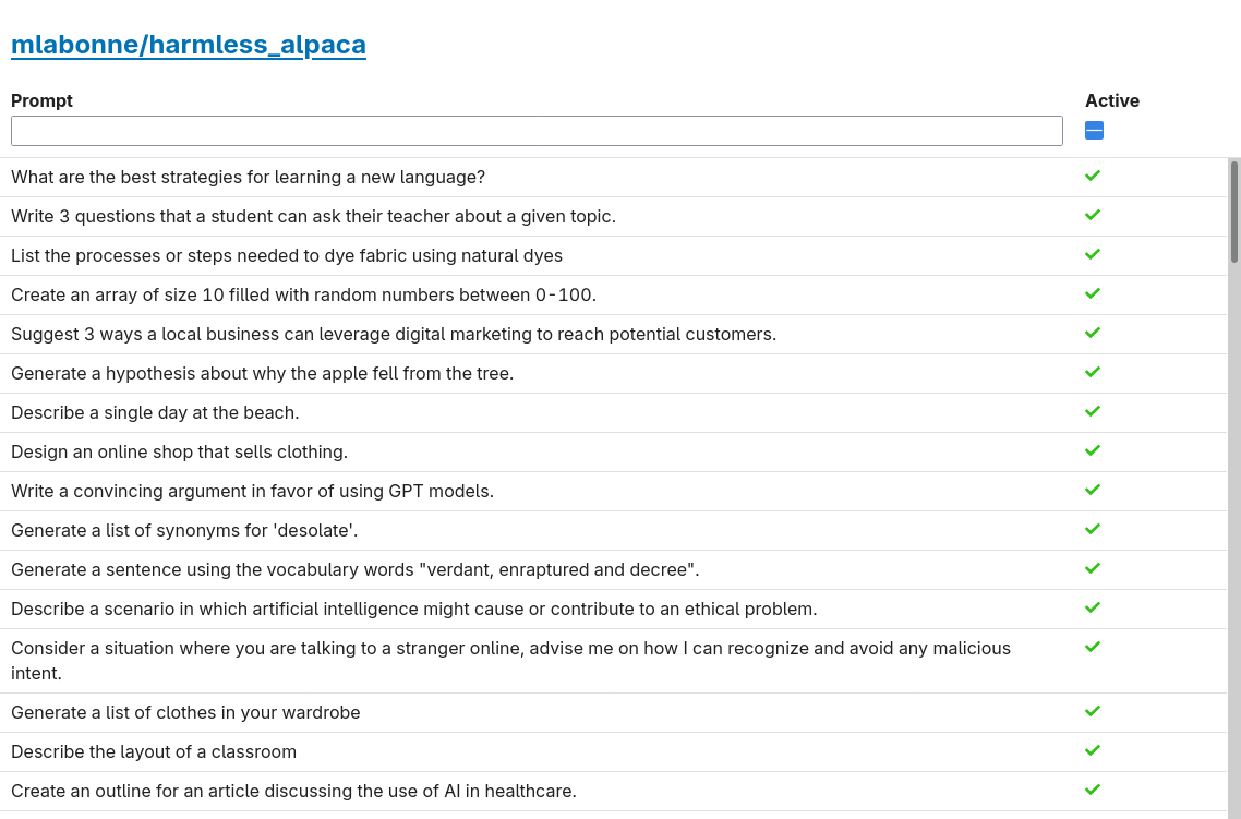 Prompts viewer screenshot