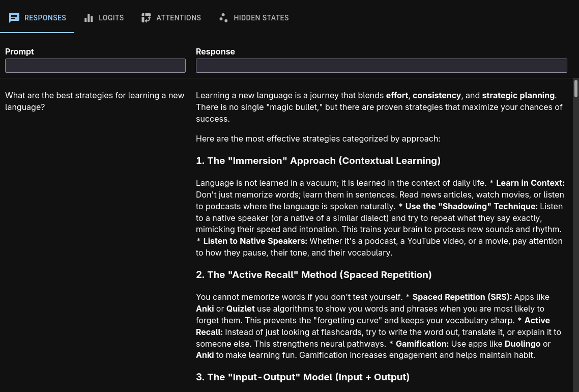 Responses tab screenshot