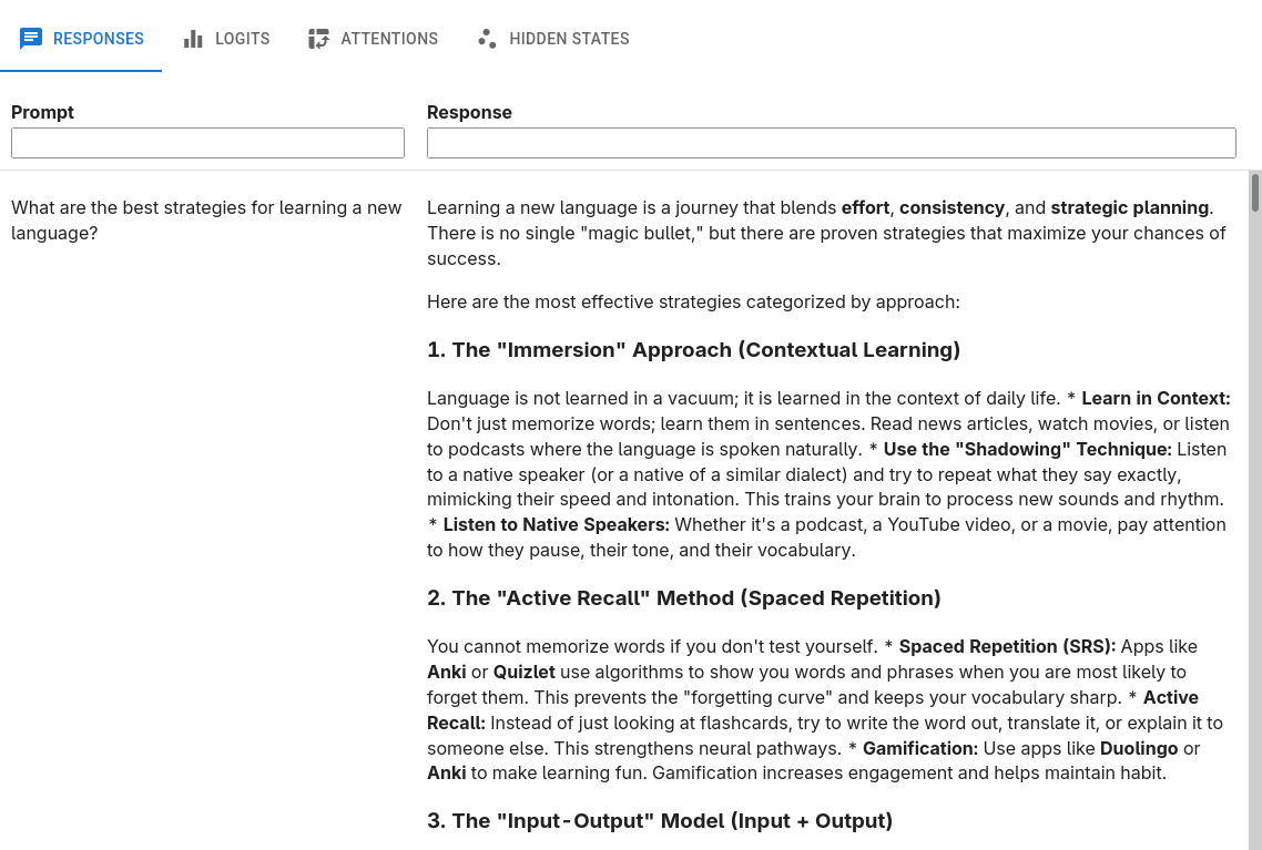 Responses tab screenshot